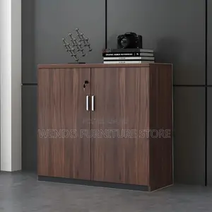 Office Cabinet : Dark Walnut 2-Door Wooden Office Credenza Cabinet