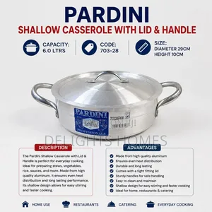 Pardini Shallow Casserole With Lid Handle 6.0ltrs-B9