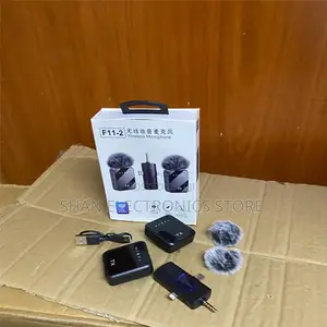 Upgraded Dual Channel F11-2 Wireless Lavalier Mic 2.4GHz Digital