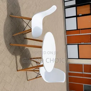 Modern Round Dining Table Set With 2White Eames Chairs