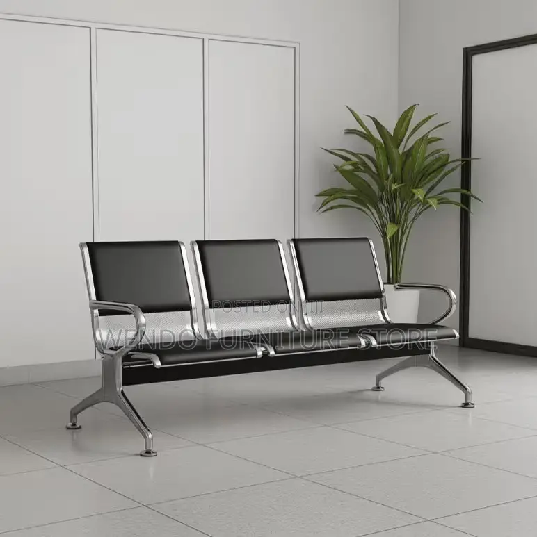 Office Bench; Leather Office Reception Three Seater Bench