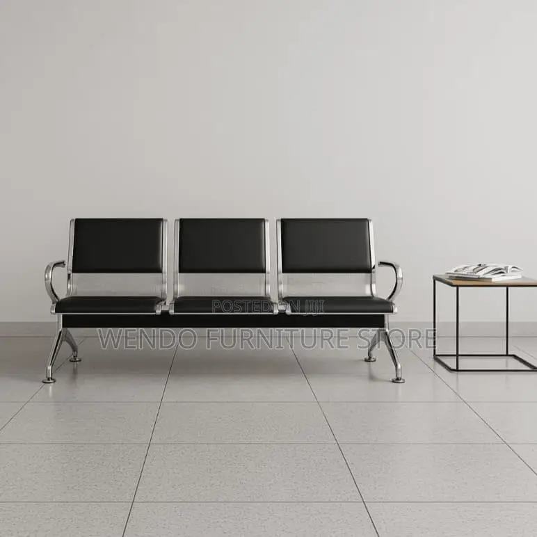 Office Bench; Leather Office Reception Three Seater Bench