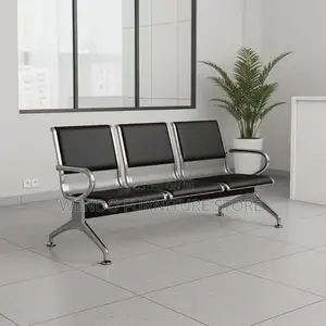 Office Bench; Leather Office Reception Three Seater Bench