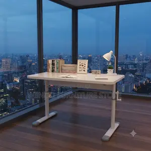 Office Desk; Adjustable Height White Home Office Computer Table