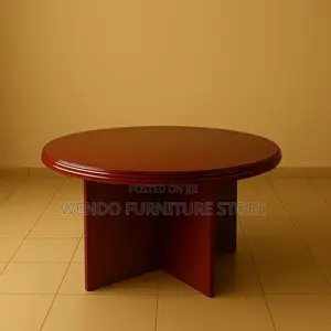 Office Tables; 1.2 Meter Round Office Board Table With Mahogany Finish