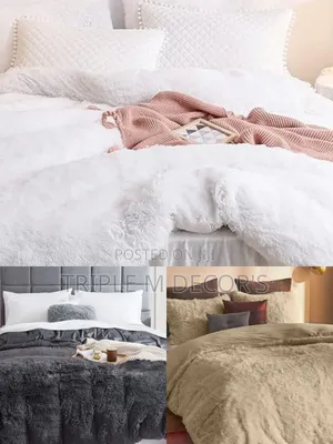 White,beige, Grey 6 by 7 Fluffy Duvet