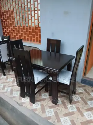 4 Seater Rectangular Dining Set Dark Wood White Cushions