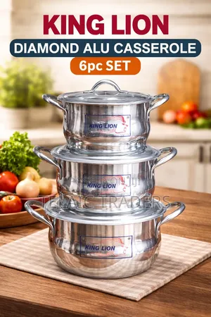 King Lion Diamond Aluminum Casserole – 6pcs Set