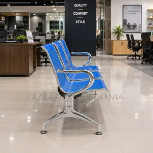 3-Link Metallic Blue Office Bench