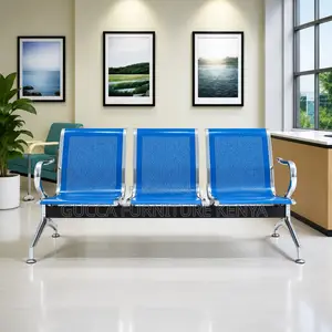 3-Link Metallic Blue Office Bench