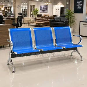 3-Link Metallic Blue Office Bench