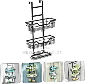 3 Layer Behind the Door Metallic Bathroom Shelf Shower Caddy