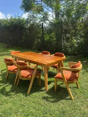 Camel Backs Solid Silked Sudan Teak 6 Seater Dinning Table Set