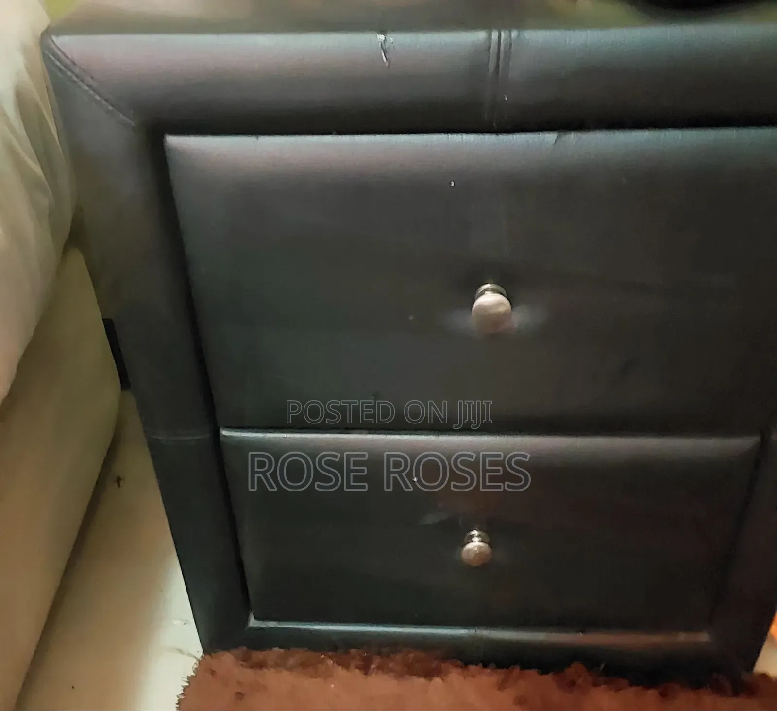 Pair Leather Bed Side Tables
