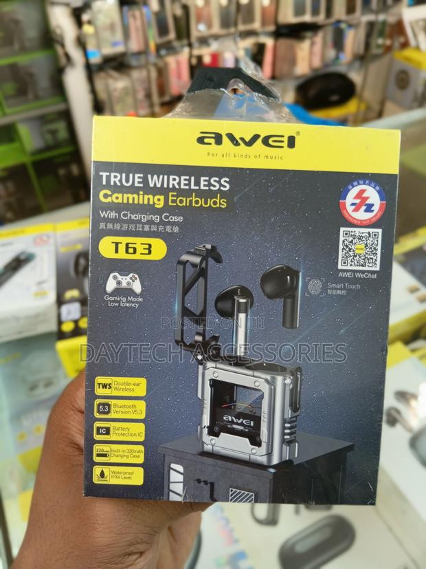 Awei T63 Gaming TWS Bluetooth Earbuds (Black) - thumbnail 2