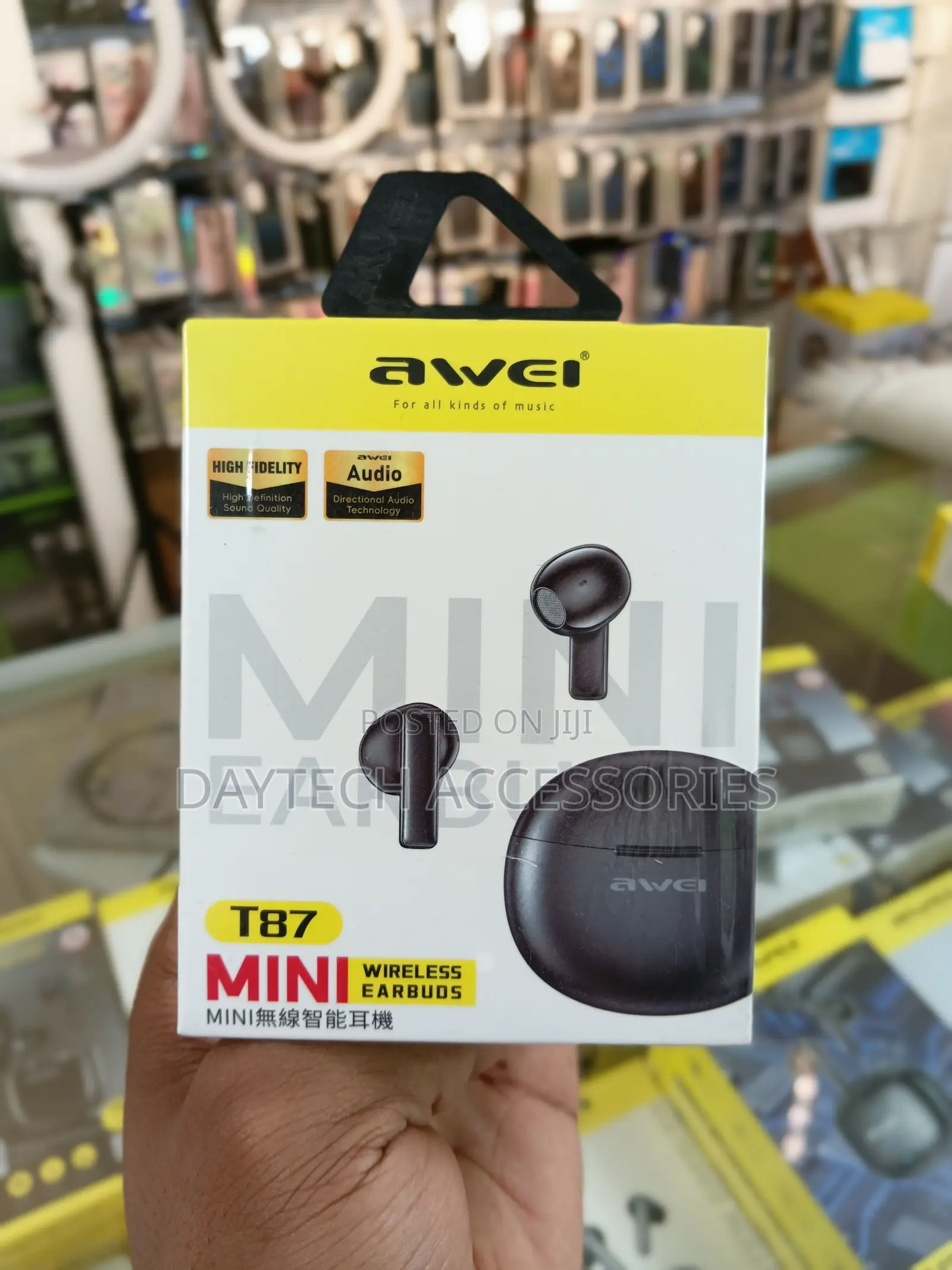 The Awei T87 Mini True Wireless Stereo (TWS) Bluetooth Earbuds.