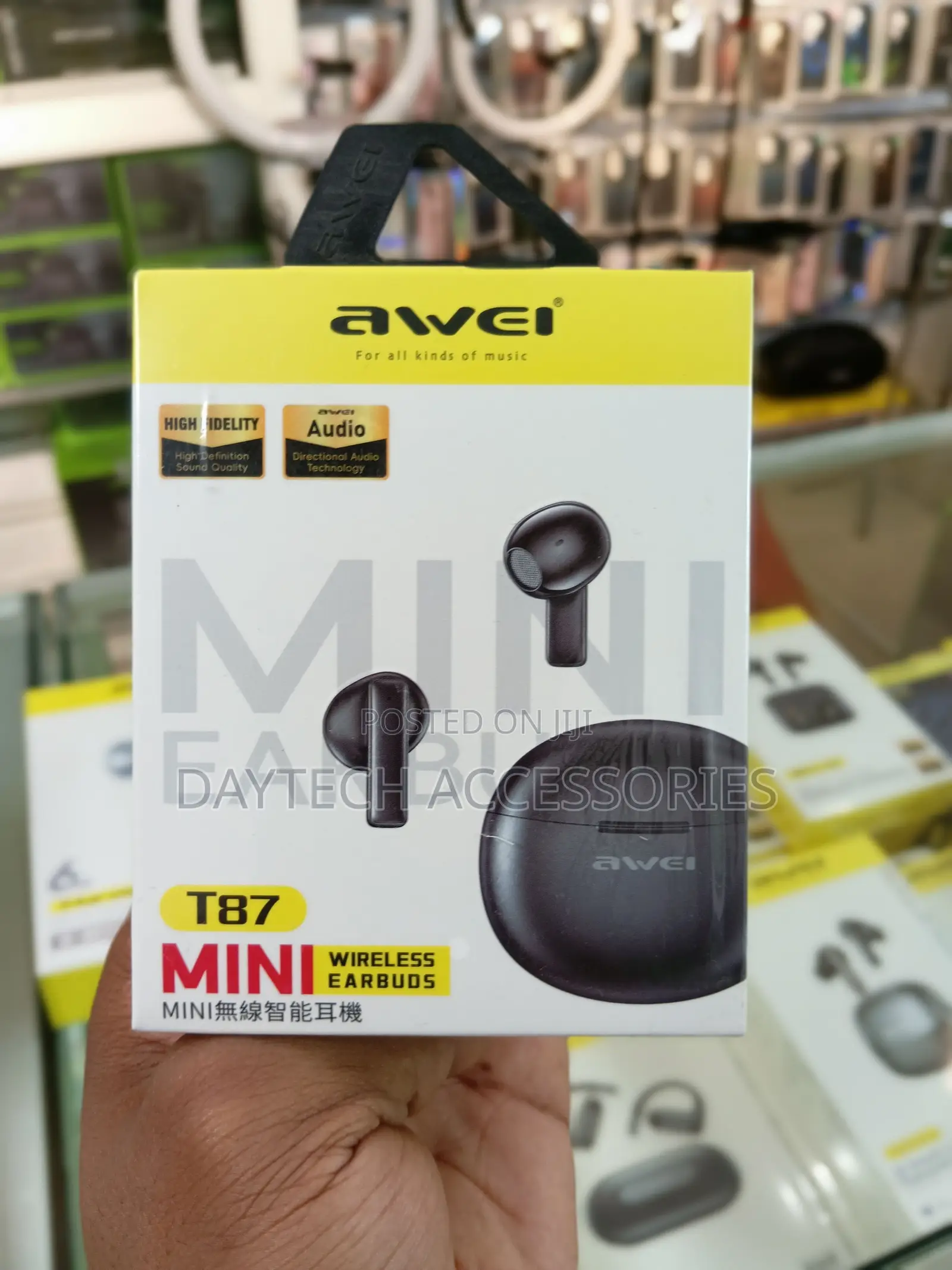 The Awei T87 Mini True Wireless Stereo (TWS) Bluetooth Earbuds.