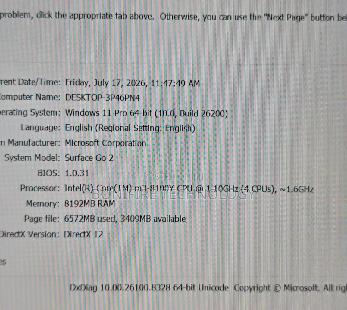 Laptop Microsoft Surface Go 2 8GB Intel Core M3 SSD 128GB