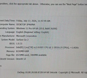 Laptop Microsoft Surface Go 2 8GB Intel Core M3 SSD 128GB