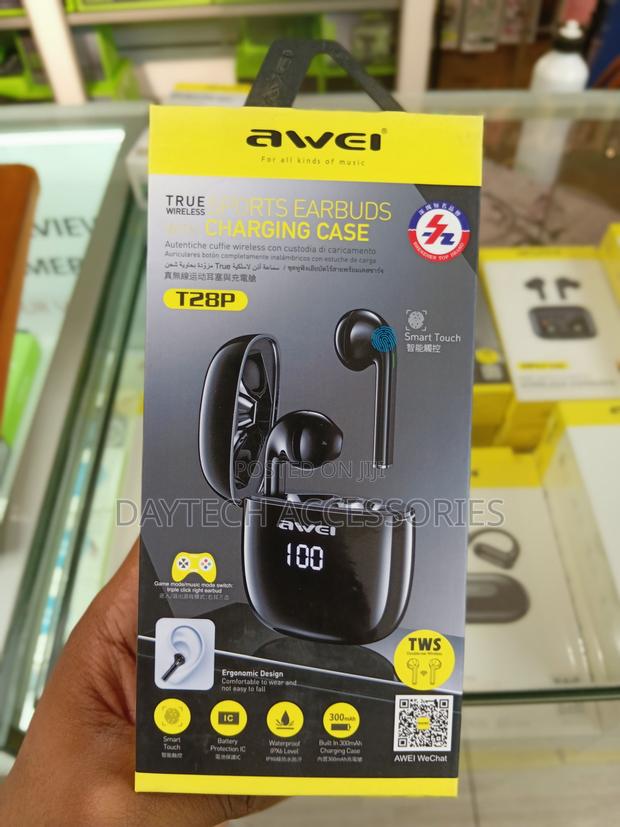 Awei T28P TWS True Wireless Sports Earbuds - With Charging Case 500mAh