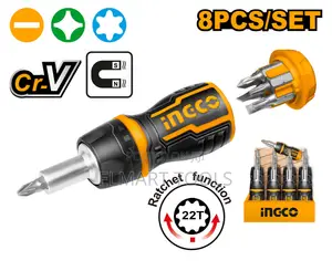 Ingco AKISDS1728 8 in 1 Stubby Ratchet Screwdriver Set