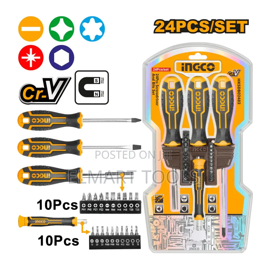 Ingco HKSDB02482 24 PCS Screwdriver and Bits Set