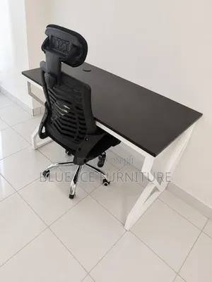 Office Workstation Metallic Desk With Headrest Chair