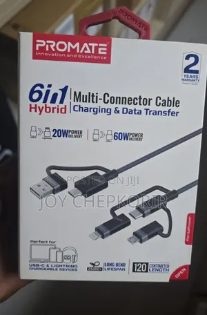 Promate Pentapower 6-in-1 Hybrid Multi-Connector Cable