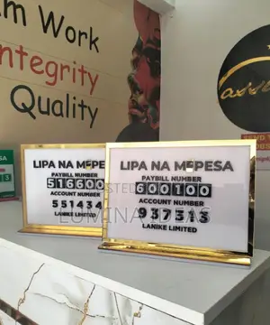 Custom 3D Acrylic Lipa Na M-Pesa Signage for Counter Stands – Nairobi