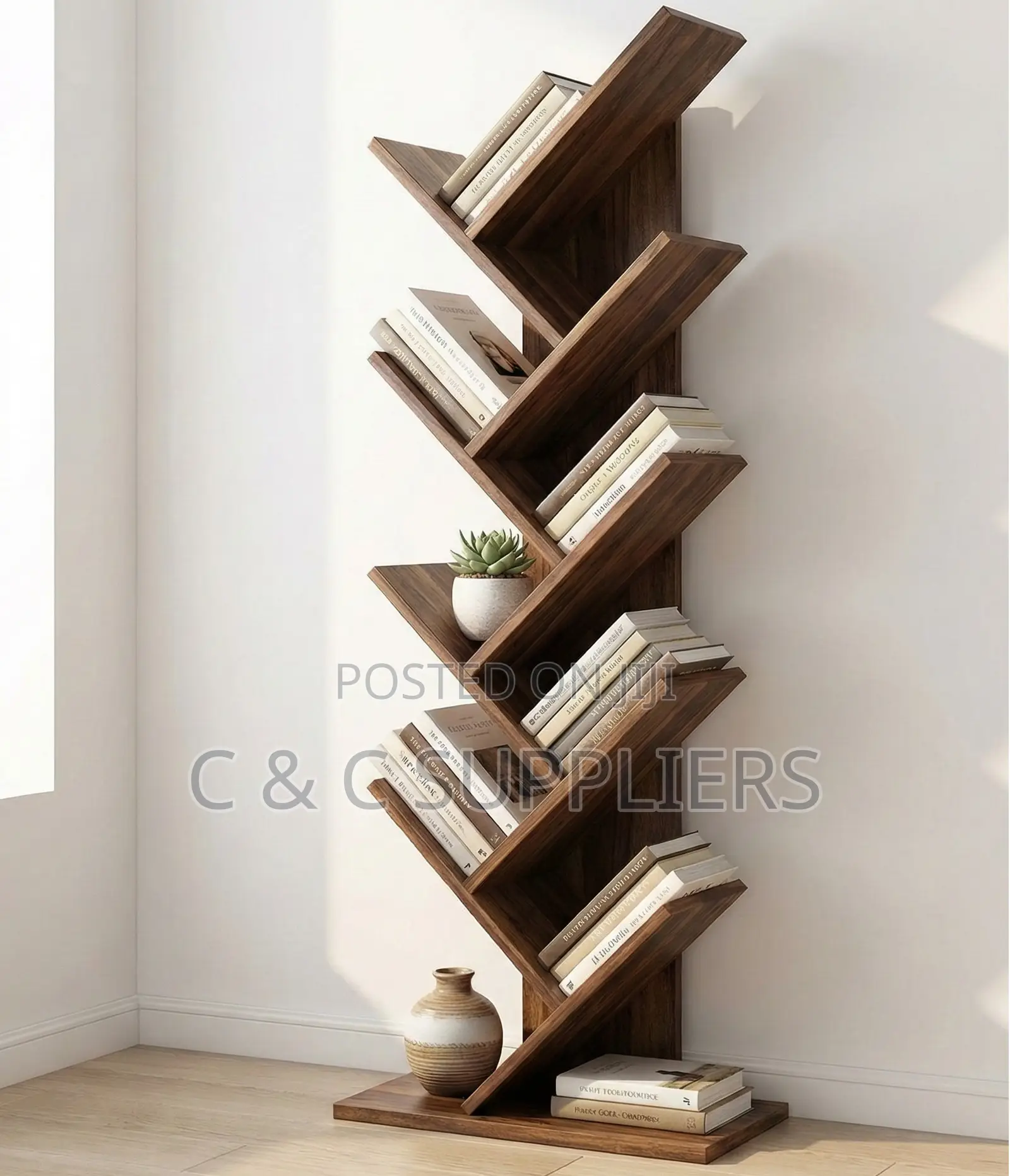 Home Office Wooden Tree Bookcase