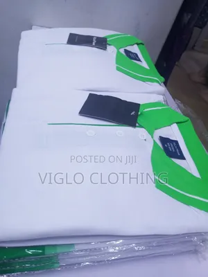 White Body Green Collar Poloshirts in Wholesale and Single Orders