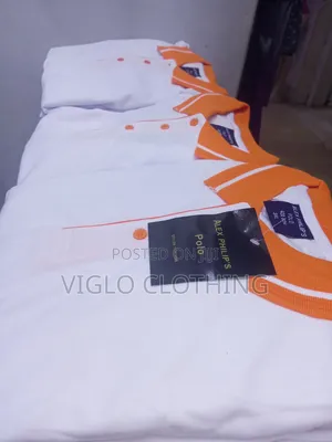 White Body, Orange Collar Poloshirts