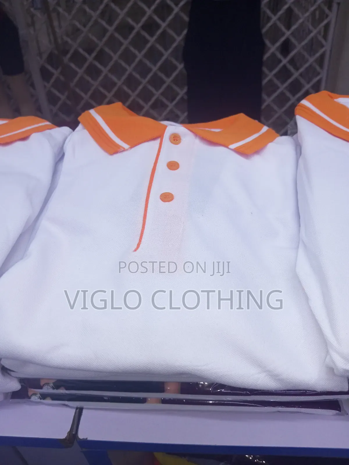 White Body, Orange Collar Poloshirts