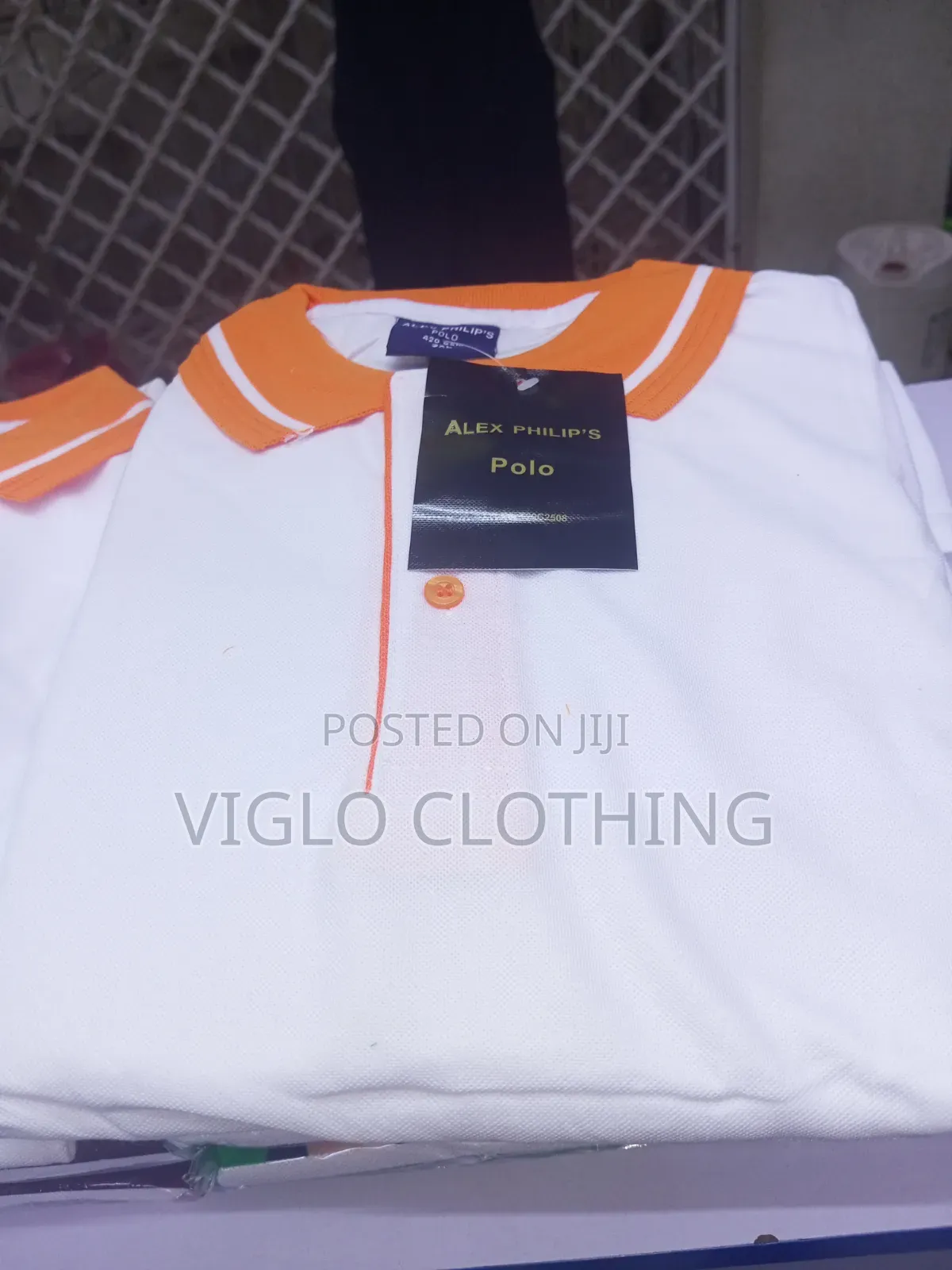 White Body, Orange Collar Poloshirts