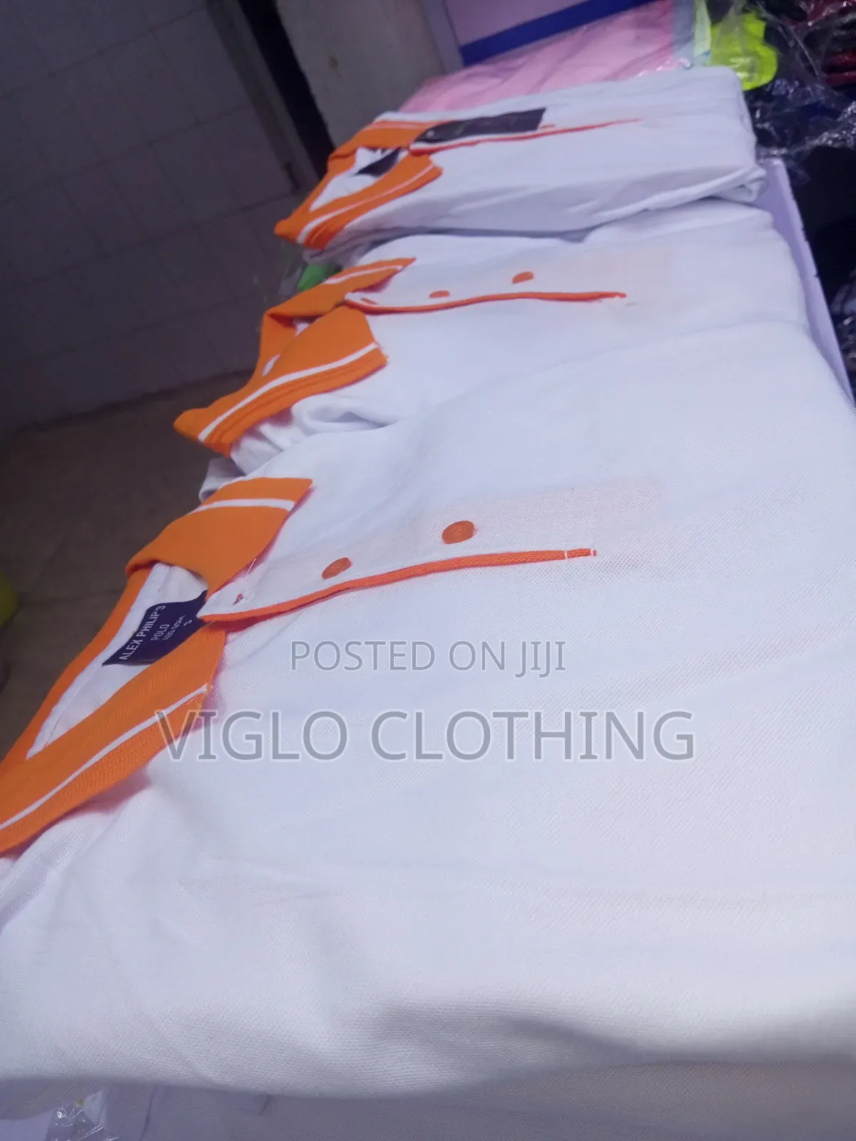 White Body, Orange Collar Poloshirts