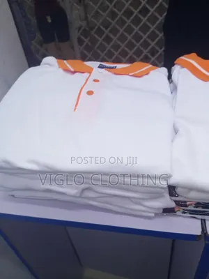 White Body, Orange Collar Poloshirts