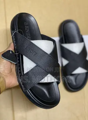 Men’s Leather Criss-Cross Slides Size 40-44