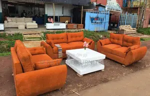 3+2+2 Butterfly Set – Orange Upholstered Sofa