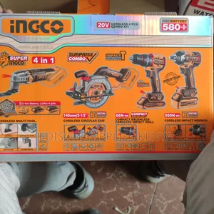 4PCS INGCO Cordless Combo Drill Impact Wrench Circular Saw Multi-Tools