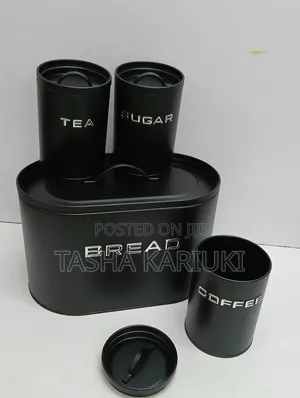 Bread Bin With 3pcs Canister Jar _ Black