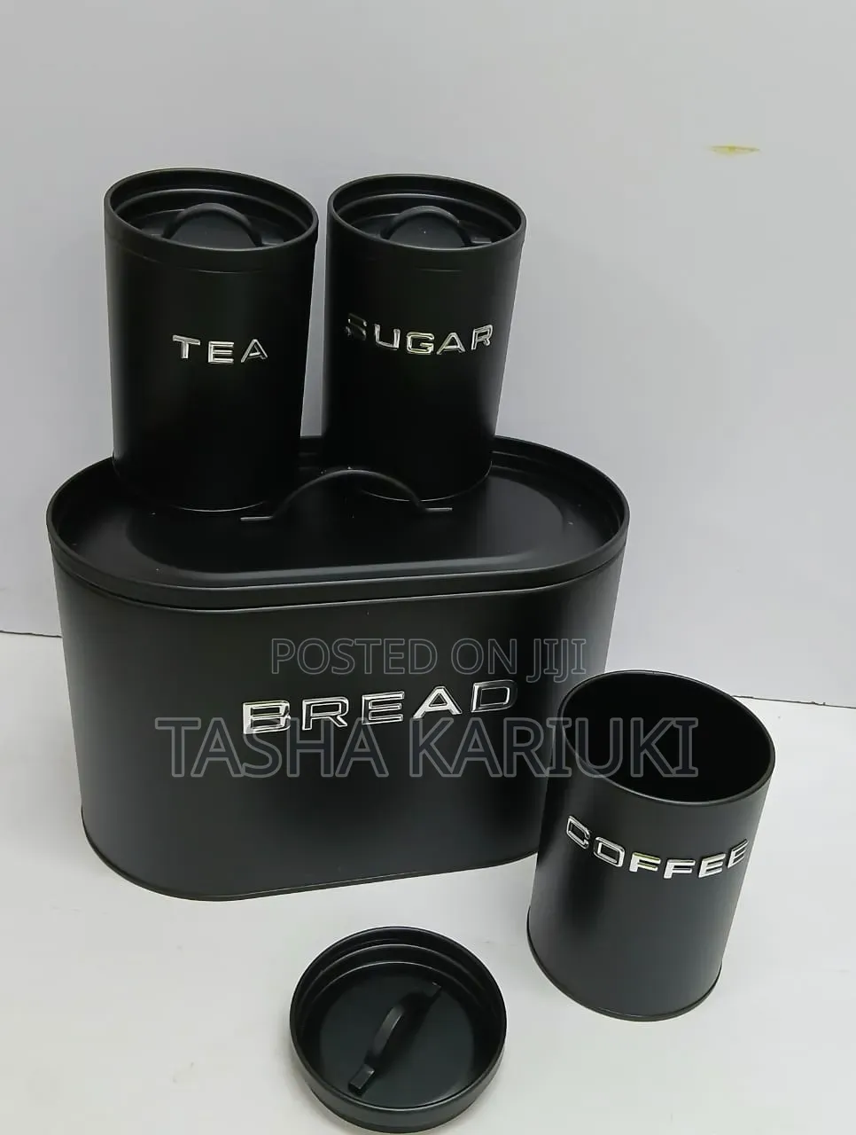 Bread Bin With 3pcs Canister Jar _ Black