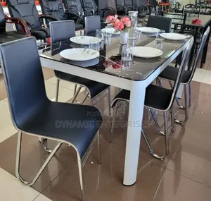 Executive Marble Glass Top Six Sitter Dinning Table
