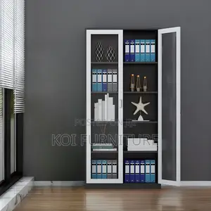 Office Cabinet; Two Door Tempared Full Glass Metallic Filing Cabinet