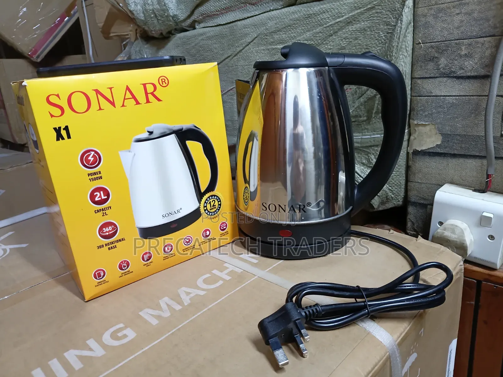 Sonar 2L Cordless Electric Kettle With 360° Base