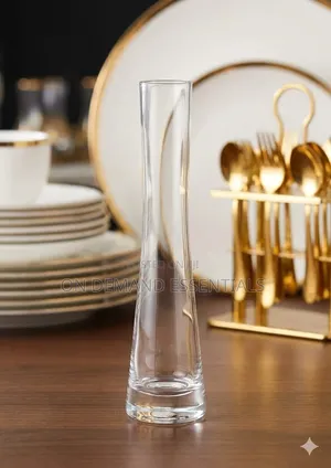 Glass Vase Slim Neck Crystal Clear