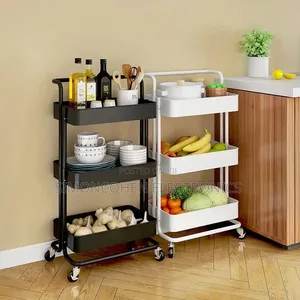 3-Tier Metal Rolling Kitchen Storage Trolley With Wheels