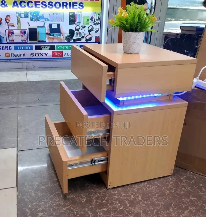 Modern Wooden Bedside Drawer With LED Light