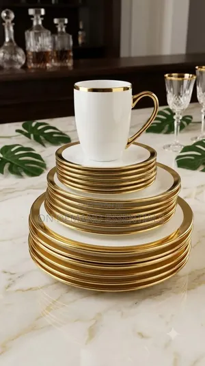 24pcs Gold Ring Dinner Set