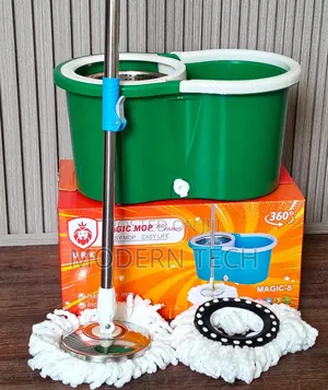 Metallic Spin Mop Bucket Set – 360° Rotating Floor Cleaning System