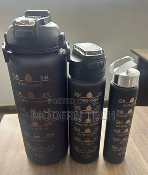 3-in-1 Motivational Water Bottle Set With Time Markers Straw